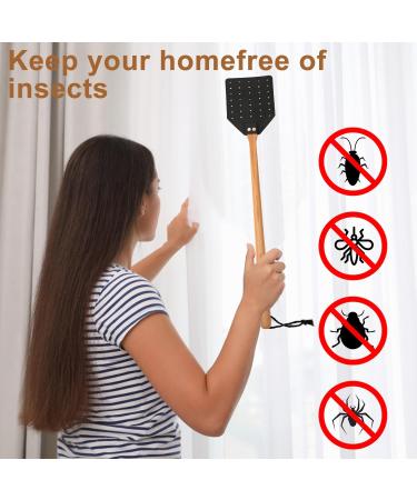 Peutier 2Stk Leather Fly Swatter - 49.5cm Durable Wooden Handle for Indoor & Outdoor Use | Black & Brown - Buy Online on SooperMarket.com