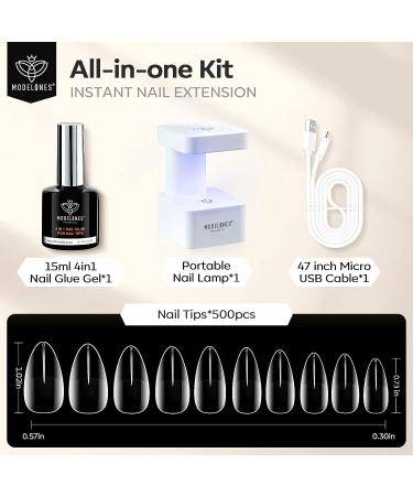 Modelones Nail Tips and Glue Gel Kit with Nail Lamp - 4 in 1 Upgraded Gel x Nail Kit for Fast Nail Extensions | Valentine's Gift for Women - Buy Online on SooperMarket.com