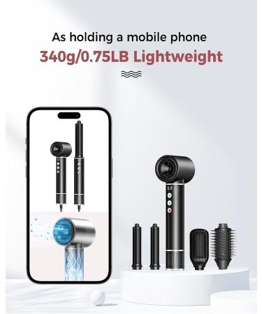 Airstyler 5 in 1: Powerful 110 000 RPM Hair Dryer Ionic Hair Styler Curling Rod & Smoothing Brush | Lightweight & Quiet | International Shipping Available - Buy Online on SooperMarket.com