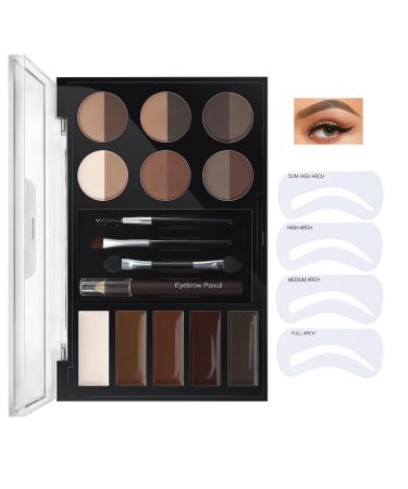 Eye Makeup Contour Kit Palette Set Eyebrow Stamp Stencil Kit Eyebrow Makeup Brown 12 Eyebrow Powders 4 Brow Stencils 4 Eyebrow Soap with Eyebrow Brush Soft Bristle Brush Eyebrow Powder Brush Eyebrow Pencil Waterproof