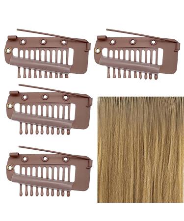 4 Pack Hair Extension Clamps - Metal Wigs Snap Clinging Brackets for Women - 10 Teeth Brown Combo - Buy Online on SooperMarket.com