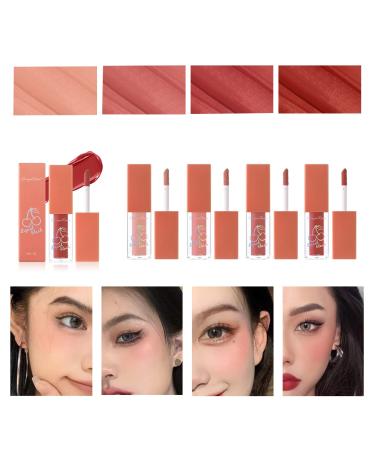 Gireatick 4 Colors Liquid Cream Blush Set  Velvet Mousse Texture Blush for Cheeks Eyes Lips  Natural Looking Lightweight Waterproof Easy Blending Liquid Blush for Woman Girls