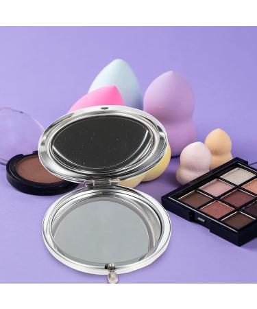 KALLORY Mini Rhinestone Compact Mirror - Double-Sided Hand Held Makeup Vanity Mirror for Women and Girls - Small Purse Mirror with Magnification - Silver - Buy Online on SooperMarket.com