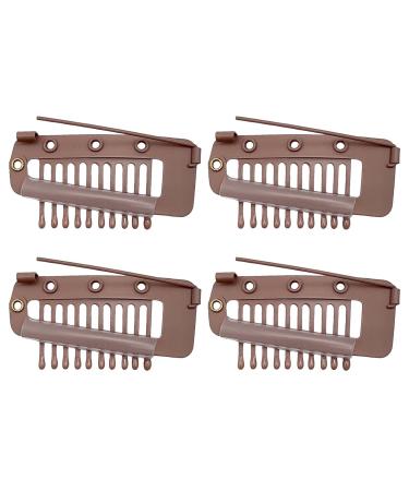 4 Pack Hair Extension Clamps - Metal Wigs Snap Clinging Brackets for Women - 10 Teeth Brown Combo - Buy Online on SooperMarket.com