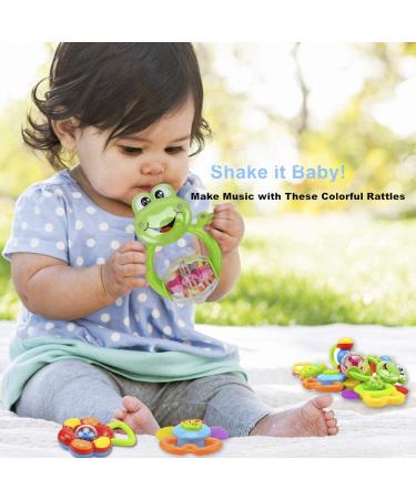 WISHTIME 11PCS Baby Rattles Teethers for Newborn Toys - Hand Development Rattle Toys and Giant Bottle - Gifts for Infants 0-12 Months (Blue) - Buy Online on SooperMarket.com