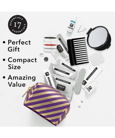 Pinch Provisions Candy Stripe Minimergency Kit | 17 Travel-Sized Cosmetic Essentials | Perfect Gift for Christmas & Birthdays | Emergency Beauty Accessories in Purple - Buy Online on SooperMarket.com