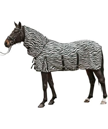 HKM 550682 Fly rug with neck part Zebra with belly bib size 95 White/Black 95
