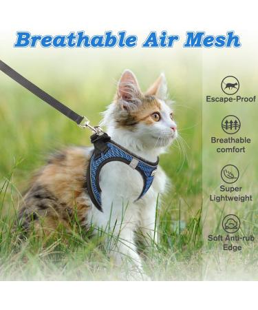 Escape Proof Cat Harness & Lead - Adjustable Reflective Kitten Vest for Outdoor Walking - Comfortable & Easy to Control - Blue XS - Buy Online on SooperMarket.com