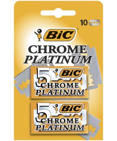 BIC Chrome Platinum Double Edge Safety Razor Disposable Single Blades Stainless Steel Pack of 10 Pack of 10 10 count (Pack of 1)