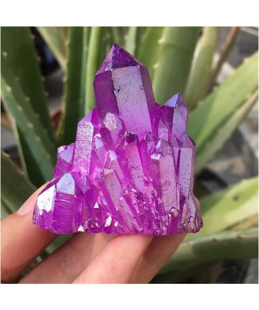 Beautiful Purple Flame Aura Stone Quartz Crystal Cluster Specimen Home Decoration Full of Texture - Buy Online on SooperMarket.com