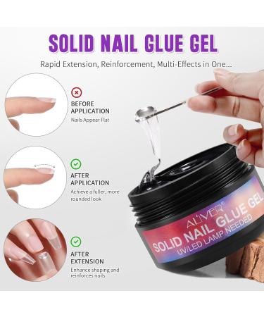 Solid Nail Glue Gel for False Nail Tips - Super Strong Long Lasting UV Cured | 15g - Ideal for Acrylic Nails Art & Press On Nails at Home - Buy Online on SooperMarket.com