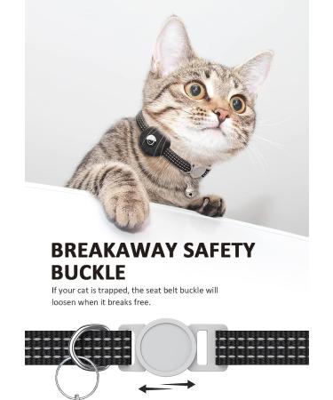 Reflective AirTag Cat Neck Band with Bell | Lightweight Tracker Collars for Kittens & Young Cats - Black - Buy Online on SooperMarket.com