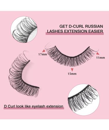 Parriparri Russian Hybrid Strip Lashes - 10 Pairs of Natural Wispy Fluffy D Curly Cat Eye False Eyelashes for Lightweight 3D Effect - Russian-27 - Buy Online on SooperMarket.com