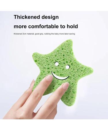 Toseky Kids Bath Sponge | Soft Baby Body Wash Scrubber Wood Pulp Sponge | Shower Sponge Dead Skin Remover Cute Shower Brush Bath Supplies for Toddler Kids Baby Green - Buy Online on SooperMarket.com