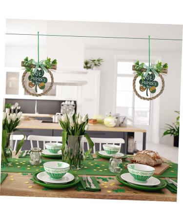 Abaodam 2pcs Shamrock Wooden Sign Hanging Front Door Wreaths Irish Party Wood St. Patrick's Day Pendants - Buy Online on SooperMarket.com