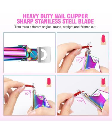 5 in 1 Acrylic Nail Clipper Kit with Glass File & Cuticle Tools - Christmas Gift Set - Professional Manicure Pedicure Tools - Colorful Design - Buy Online on SooperMarket.com