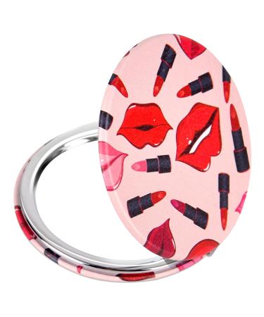 YTZJ Direct Premium Compact Vanity Mirror Gifts for Girls Women Beauty Stylish Travel Folding Makeup Mirrors for Wallet Purse Pocket Handbag Portable Double-Sided Magnifying Cosmetic Mirror Red