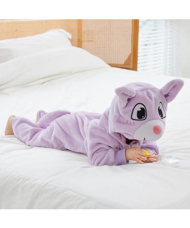 COOKY.D Baby Hooded Rompers | Winter Flannel Jumpsuit Pajamas | Infant 3-6 Months - Buy Online on SooperMarket.com
