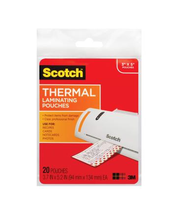 Scotch Thermal Laminating Pouches Premium Quality, 5 Mil Thick for Extra Protection, 20 Pack Photo Size Laminating Sheets, Our Most Durable Lamination Pouch, 3.7 x 5.2 inches, Clear (TP5902-20)