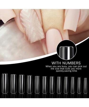 AORAEM XL Lady French Acrylic False Nail Tips - 120Pcs Clear Full Cover Extra Long Square Press On Fake Nails for Women - Buy Online on SooperMarket.com