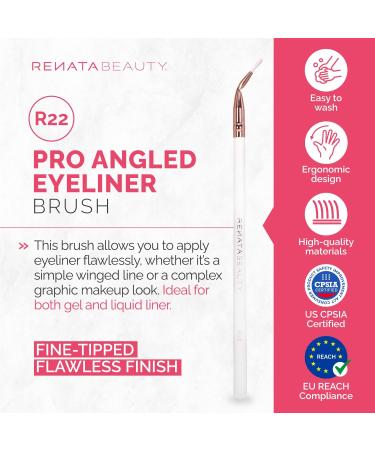 Renata Beauty R22 Eyeliner Brushes Fine Point Angled Liner Brush for Gel and Liquid Liner Premium Eyeliner Tool for Sharp and Precise Lines Thin Bent Liner Brush Multipurpose Design Angled Eyeliner - Buy Online on SooperMarket.com