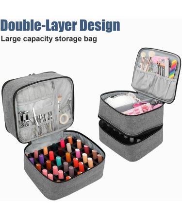 Movstriker Nail Polish Organiser Bag Double Layer Nail Varnish Storage Holds 30 Bottles and A Nail Lamp Traveling Nail Polish Storage Case Portable Nail Lipstick Beauty Tools Box(Grey) - Buy Online on SooperMarket.com