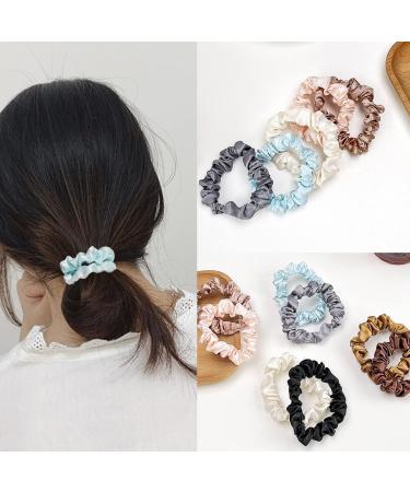 KINDOYO 4 Pieces Hair Silk Stretchy Scrunchies - Solid Color Hairbands Satin Scrunchies Elastic Bands Traceless Ponytail Holder Hair Accessories for Women Girls Black *4 - Buy Online on SooperMarket.com