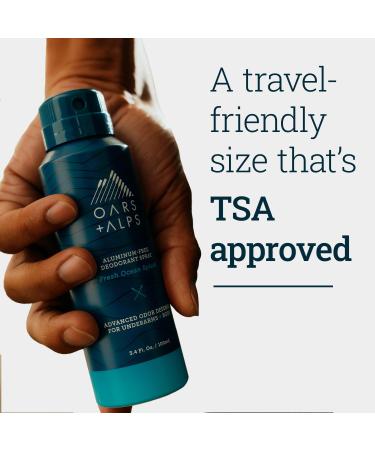 Oars + Alps Aluminum Free Deodorant Spray for Men & Women - Fresh Ocean Splash Travel Size 3.4 Fl Oz - Buy Online Internationally - Buy Online on SooperMarket.com