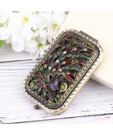 Leorx Antique Peacock Compact Mirror - Double Sided Metal Makeup Mirror for Women - Buy Online on SooperMarket.com