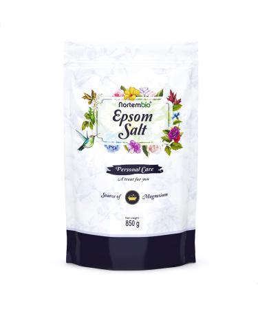 Nortembio Epsom Salt 850 g.Concentrated source of natural magnesium.100% pure bathing salt no additives.Muscle relaxation and good sleep.Including e-book.850 g (1 Pack)