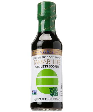 San-J Gluten Free Tamari Lite 50% Less Sodium Soy Sauce | Vegan, Non GMO, Kosher, FODMAP Friendly | Made with 100% Whole Soy | Perfect for Stir Fry, Marinade, & Dipping Sauce | 10 Fl Oz