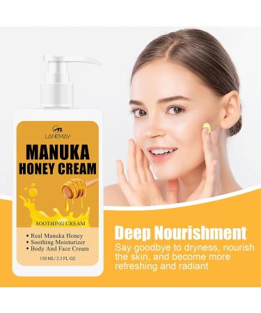 Manuka Honey Cream Face Moisturizer and Body Lotion for Dry Skin Hydrating & Firming Face & Body Skin Care Daily Lotion Lightweight Non-Greasy Anti Wrinkle Honey Facial Cream for Women & Men - Buy Online on SooperMarket.com