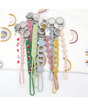 PAPACHOO Pacifier Clip 2 Pack - BPA Free Silicone Beads - Teething Relief for Baby Boys and Girls - Soothie Binky Clips in Dusty Blue and Light Pink - Buy Online on SooperMarket.com