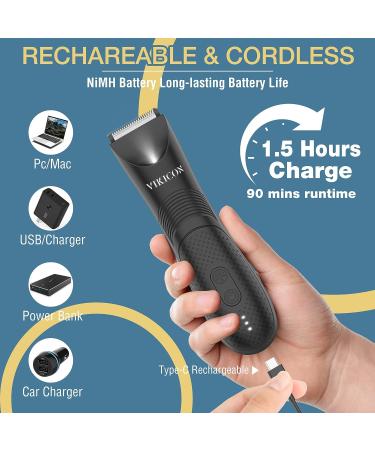 VIKICON Electric Ball Shaver for Men - Ceramic Blade Groomer, IPX7 Waterproof, USB Type-C Charging - Buy Online on SooperMarket.com