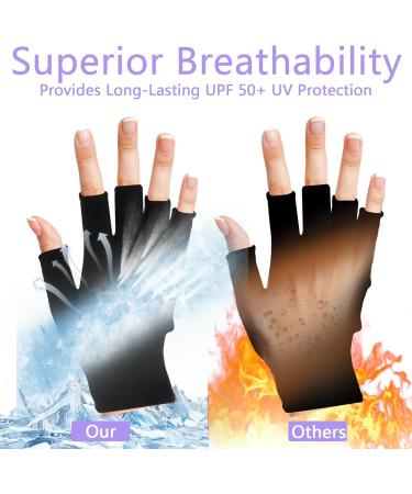 2 Pairs UV Protection Fingerless Gloves for Nails - UPF50+ Shield Gloves for Manicure Cycling & Car Rides - Buy Online on SooperMarket.com