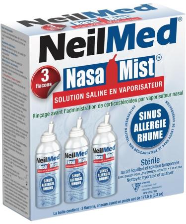 NeilMed NasaMist Saline Spray 177mL. All Natural pH Balanced & Buffered Solution - Soothe Moisturize and Cleanse Using Specially Designed tip. Contains 3 canisters - Buy Online on SooperMarket.com