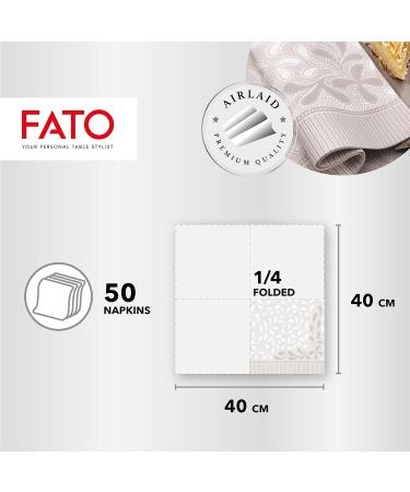 Buy Fato Dry Paper Napkins - Airlaid Textile Effect Pack of 50 40x40 Folded in 4 Botanic Dust Design - International Shipping Available - Buy Online on SooperMarket.com