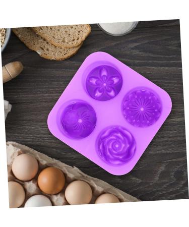 MAGICLULU 1pc Handmade Soap Mold Flower Fondant Cake Molds DIY Muffin Tool Silicone Biscuits Rose Candy Cookie Cake Flower Casting Molds Resin Mold Silica Gel Flower Model Purple Round 3X16.6X16.6CM - Buy Online on SooperMarket.com