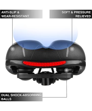 BRGOOD Men's Bike Seat - Waterproof with Dual Shock Absorbing Balls, Memory Foam Padding - Universal Fit for Exercise Bike/Cruiser - 10.2x8.2 inches - Buy Online on SooperMarket.com