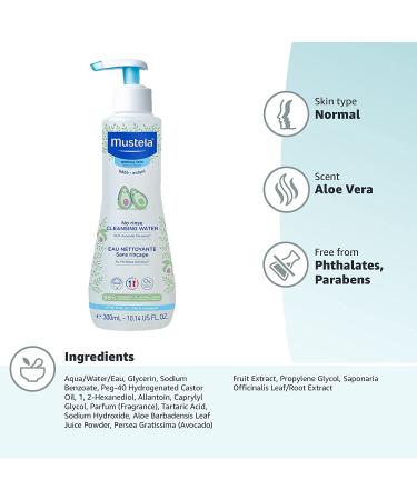 Mustela Baby No Rinse Cleansing Water 10.14 fl oz - Gentle & Effective Cleansing for Infants - Buy Online on SooperMarket.com
