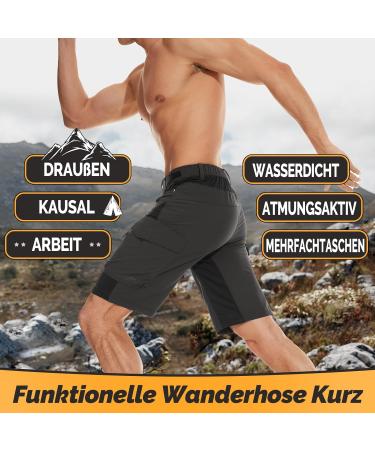 Cycorld Men's Short Trousers | Quick Drying Stretch Cargo Shorts | 6-Pocket Hiking & Trekking Bermuda Pants - Black - Buy Online on SooperMarket.com