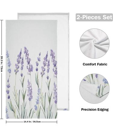 Blueangle Watercolor Lavender Print Hand Towels - Set of 2, 14.4 x 28.3 inches - Decorative Guest Towels for Bathroom, Spa, Gym - Buy Online on SooperMarket.com