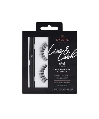 Eylure Line & Lash Kit  2-in-1 Lash Black Glue Eyeliner and False Lashes  Faux Mink Wispy