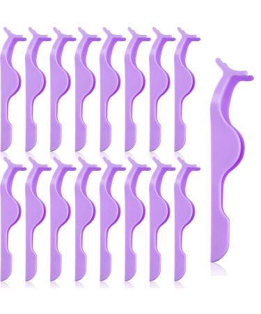 60 Pieces Plastic Eyelashes Extension Tweezers False Eyelash Applicator Tool Eyelashes Clip Tweezers Fish Tail Clip Tweezers for Lashes Application and Removal (Purple)