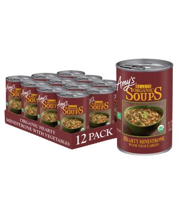 Amy's Soup Vegan Organic Hearty Minestrone (Pasta Beans and Veggies) 14.1 oz (Pack of 12) Hearty Minestrone with Vegetables