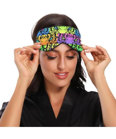 Haskirky Light Blocking Eye Mask for Men and Women - Breathable, Adjustable, Suitable for Travel, Yoga, Meditation - Comfortable Office deep Sleep Mask - Neon Tiger Eyes - Buy Online on SooperMarket.com