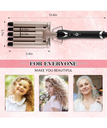 5 Barrel Hair Crimper Iron - 0.6 Inch Ceramic Tourmaline Curling Wand for Perfect Waves - Dual Voltage International Shipping - Buy Online on SooperMarket.com