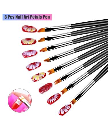 Premium HanyoSheng 8-Piece Nail Art Brush Set - Floral & Gradient Designs for Professional DIY Nail Art - Buy Online on SooperMarket.com