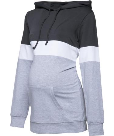 Happy Mama Women's Nursing Hoodie Breastfeeding Maternity 503p - Graphite/Off White/Light Grey - Buy Online on SooperMarket.com