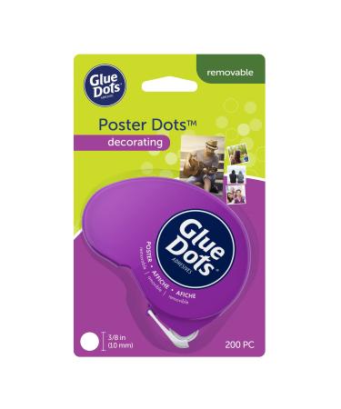 Glue Dots Dot N' Go Glue Dot Dispenser with 200 Removable Double-Sided Adhesive Poster Dots  3/8-Inch  Clear  1 Pack 1 Pack Poster Dots Dispenser